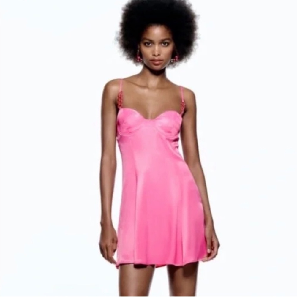 NWT Zara Satin Effect Corset Style Mini Dress
